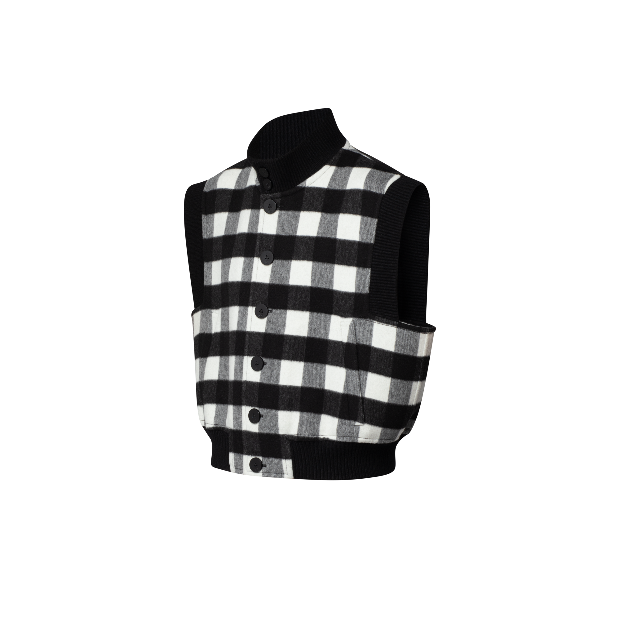 Sleeveless Check Bomber Jacket  in Women