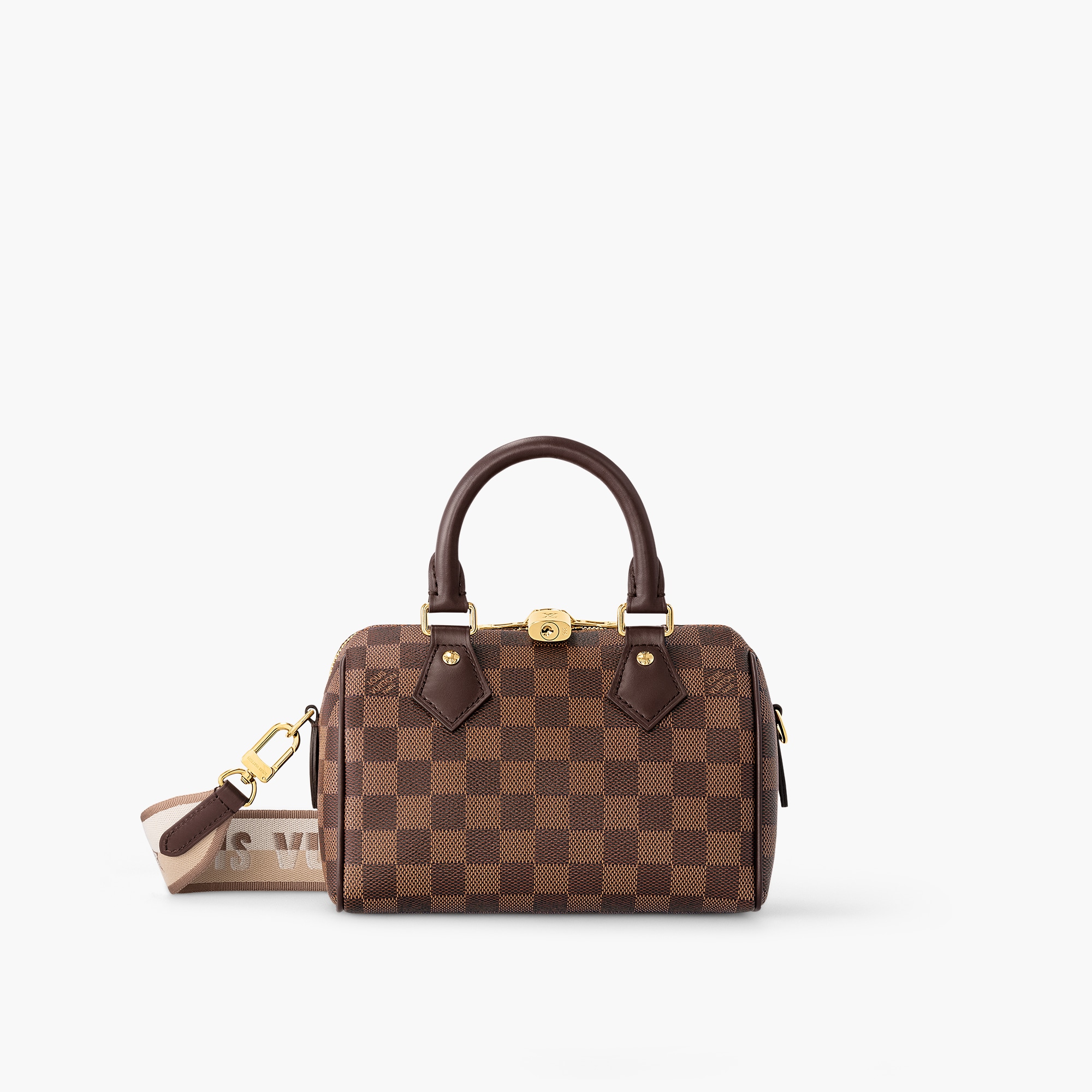 Speedy Bandoulière 20 Damier Ebene Canvas Handbags LOUIS VUITTON