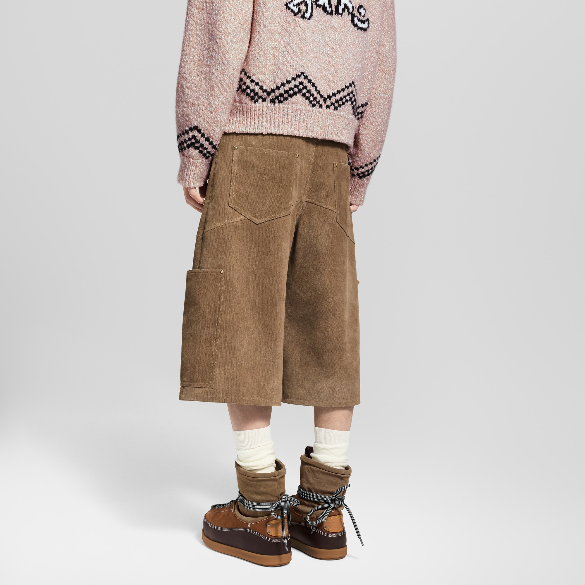 Suede Leather Workwear Shorts  in Men