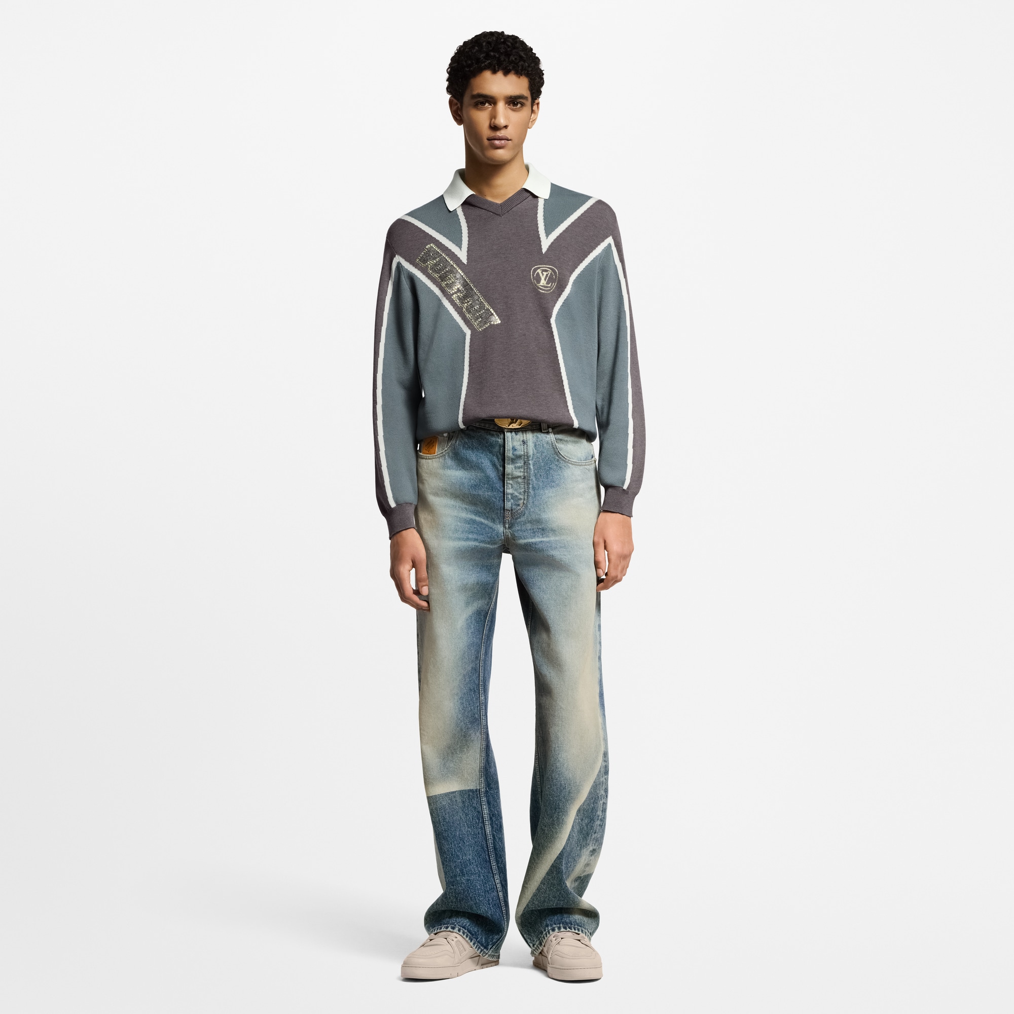 Sunfaded Effect Denim Skate Pants  in Men