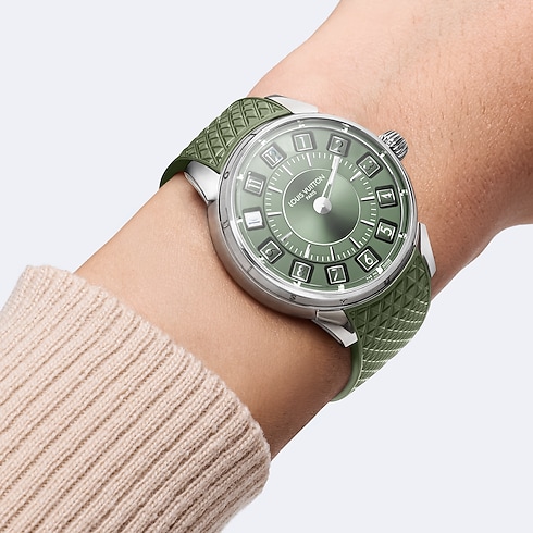Tambour Spin Time, Automatic, 39.5mm, White gold in Watches's All Watches } collections by Louis Vuitton (Product zoom)
