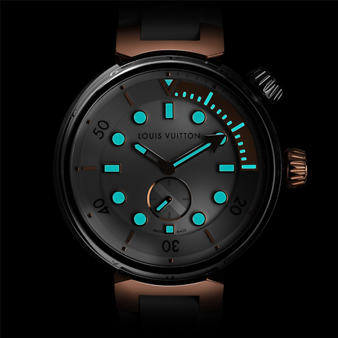 Tambour Street Diver, Quartz, 39.5mm, Steel and Rose Gold in Watches's All Watches } collections by Louis Vuitton (Product zoom)