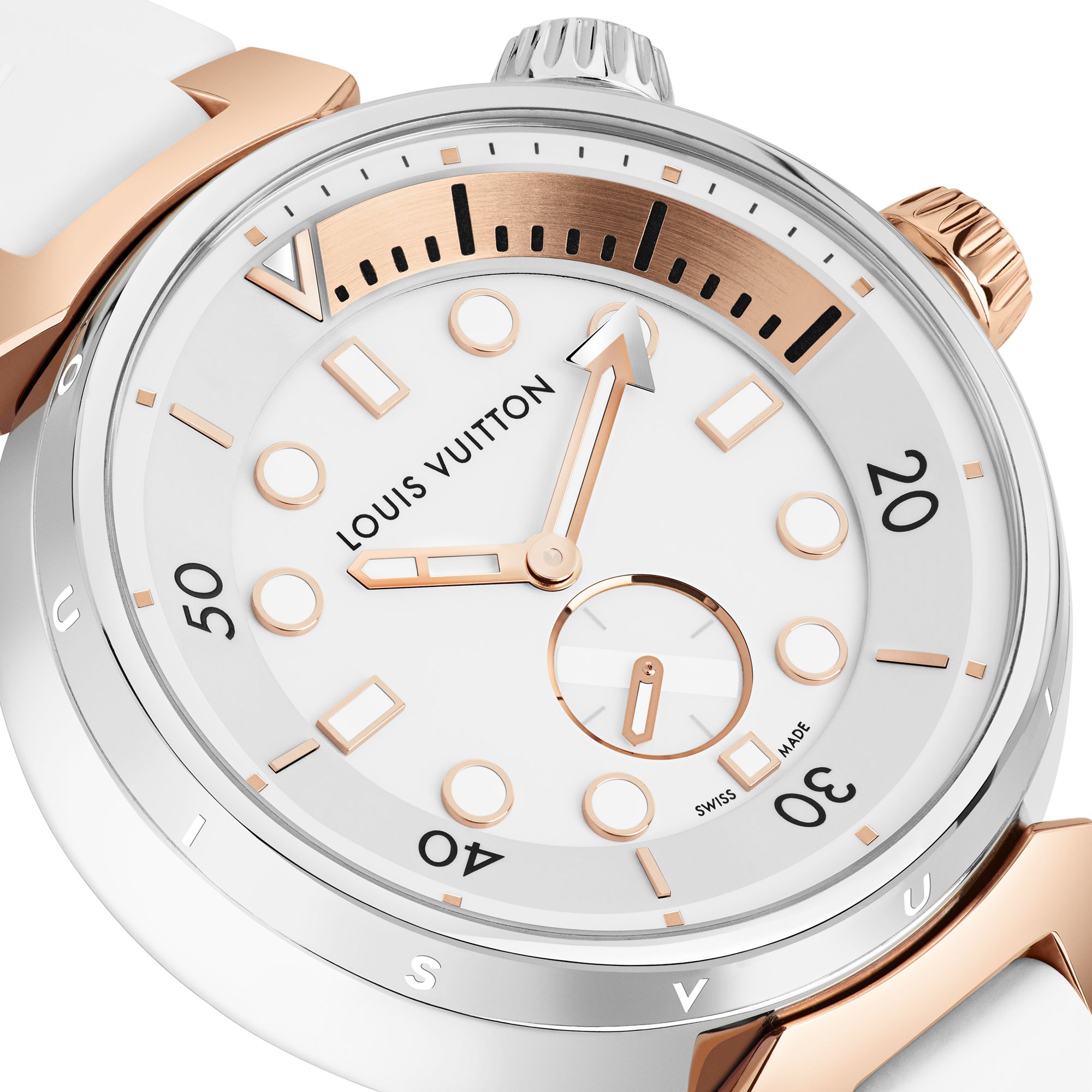 Tambour Street Diver, Quartz, 39.5mm, Steel and Rose Gold  in Watches