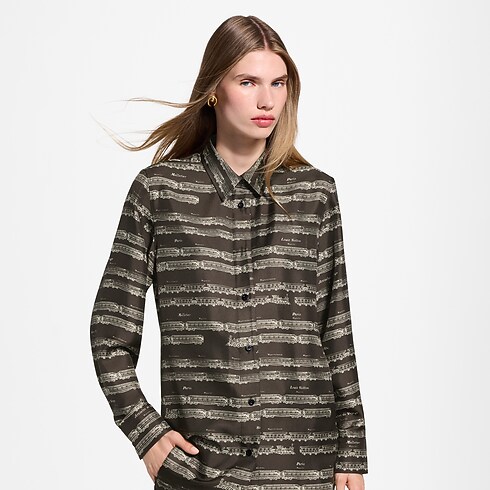 Train Print Silk Shirt in Women's Ready-to-Wear Tops and Shirts collections by Louis Vuitton (Product zoom)