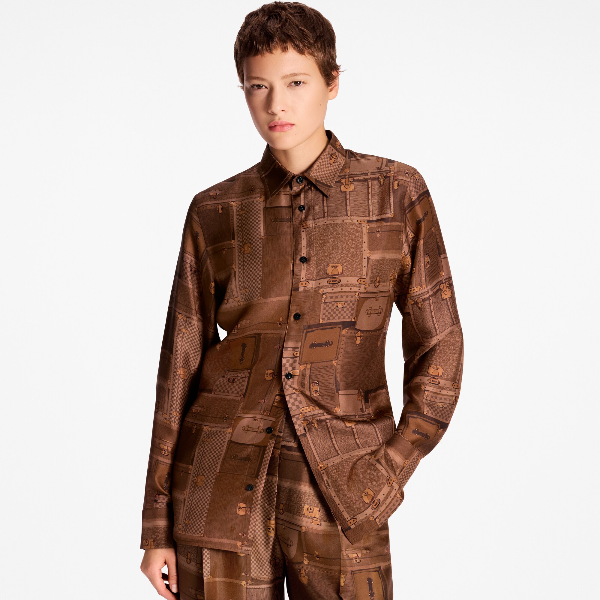 Trunk Print Silk Shirt  in Women