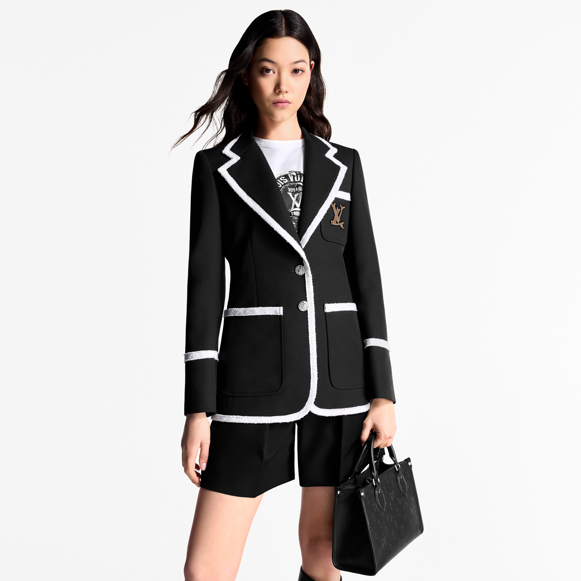 Tweed Trim Preppy Blazer   in Women