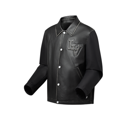 Vintage Effect Leather And Nylon Coach Jacket in Men's Ready-to-Wear Outerwear and Coats collections by Louis Vuitton (Product zoom)