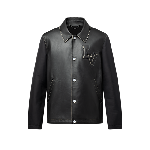 Vintage Effect Leather And Nylon Coach Jacket in Men's Ready-to-Wear Outerwear and Coats collections by Louis Vuitton (Product zoom)
