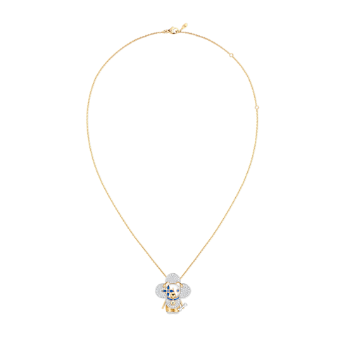 Vivienne Dog Pendant, Yellow Gold, White Gold, Lacquer, Diamonds & Colored Gemstones in Les Extraordinaires's Jewellery Necklaces and Pendants collections by Louis Vuitton (Product zoom)