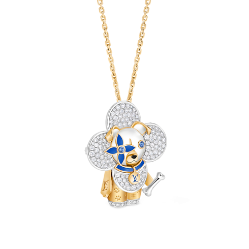 Vivienne Dog Pendant, Yellow Gold, White Gold, Lacquer, Diamonds & Colored Gemstones in Les Extraordinaires's Jewellery Necklaces and Pendants collections by Louis Vuitton (Product zoom)