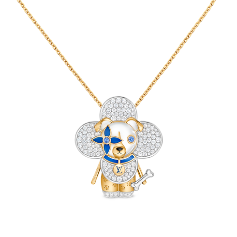 Vivienne Dog Pendant, Yellow Gold, White Gold, Lacquer, Diamonds & Colored Gemstones in Les Extraordinaires's Jewellery Necklaces and Pendants collections by Louis Vuitton (Product zoom)