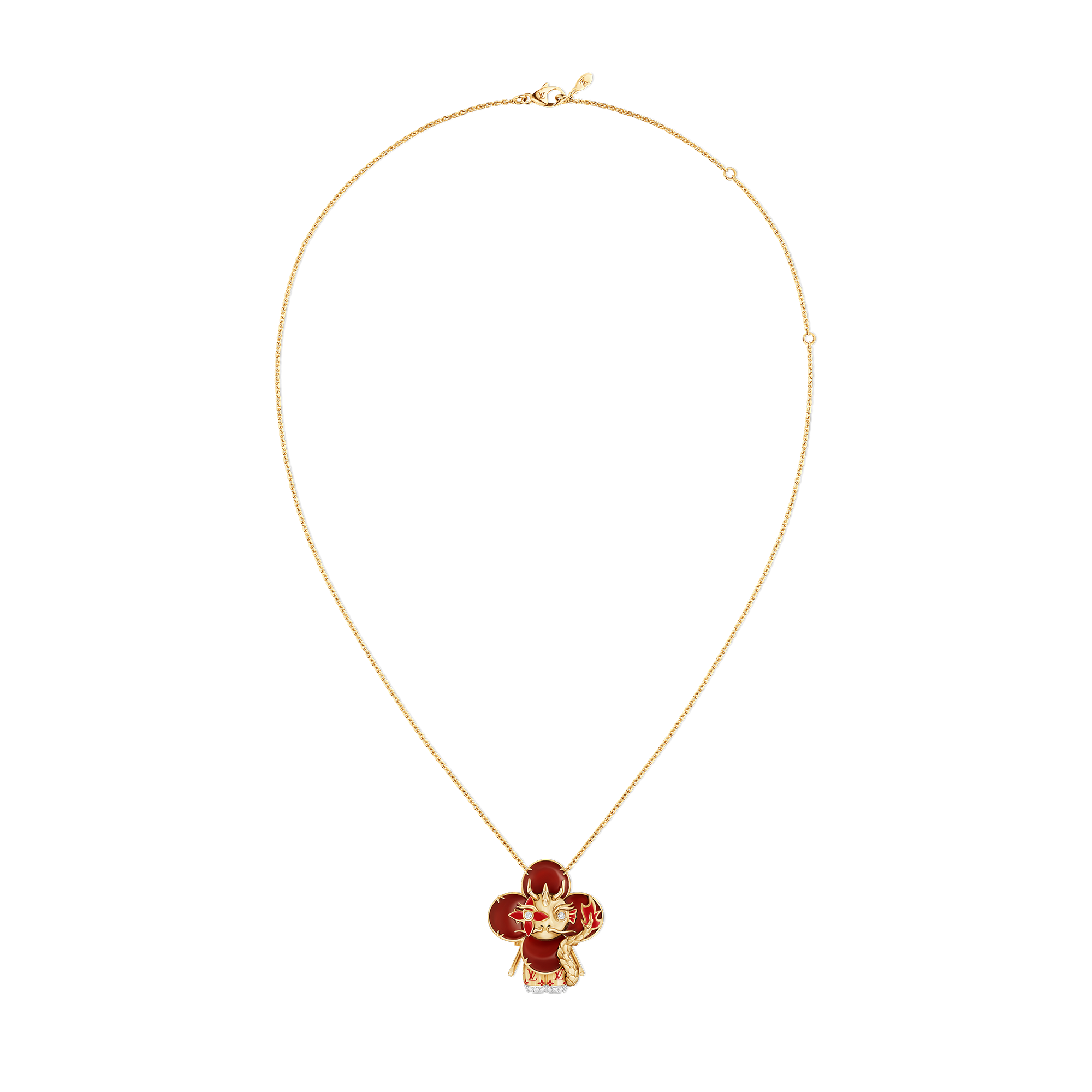 Vivienne Dragon Pendant, Yellow Gold, White Gold, Lacquer, Diamonds & Colored Gemstones  in Les Extraordinaires