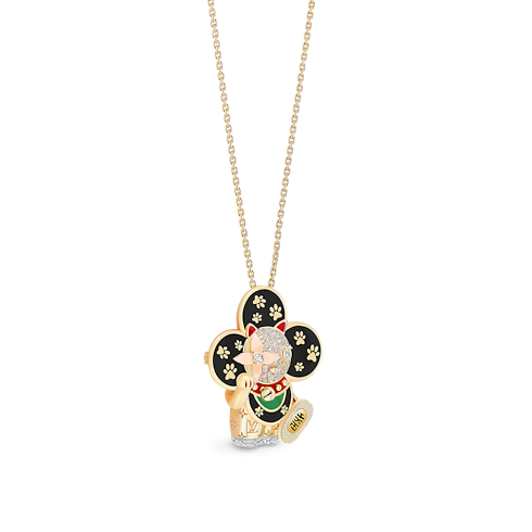 Vivienne Maneki Neko Pendant, 3 Golds, Lacquer & Diamonds in Jewellery's Categories Necklaces and Pendants collections by Louis Vuitton (Product zoom)