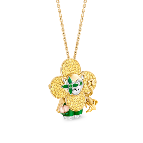 Vivienne Monkey Pendant, 3 Golds, Lacquer, Diamonds & Colored Gemstones in Les Extraordinaires's Jewellery Necklaces and Pendants collections by Louis Vuitton (Product zoom)