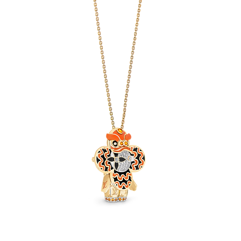 Vivienne Orange Lion Dance Pendant, Yellow Gold, White Gold, Lacquer, Diamonds & Coloured Stones in Jewellery's Categories Necklaces and Pendants collections by Louis Vuitton (Product zoom)