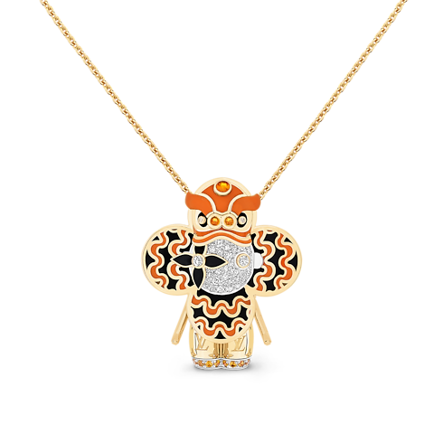 Vivienne Orange Lion Dance Pendant, Yellow Gold, White Gold, Lacquer, Diamonds & Coloured Stones in Jewellery's Categories Necklaces and Pendants collections by Louis Vuitton (Product zoom)