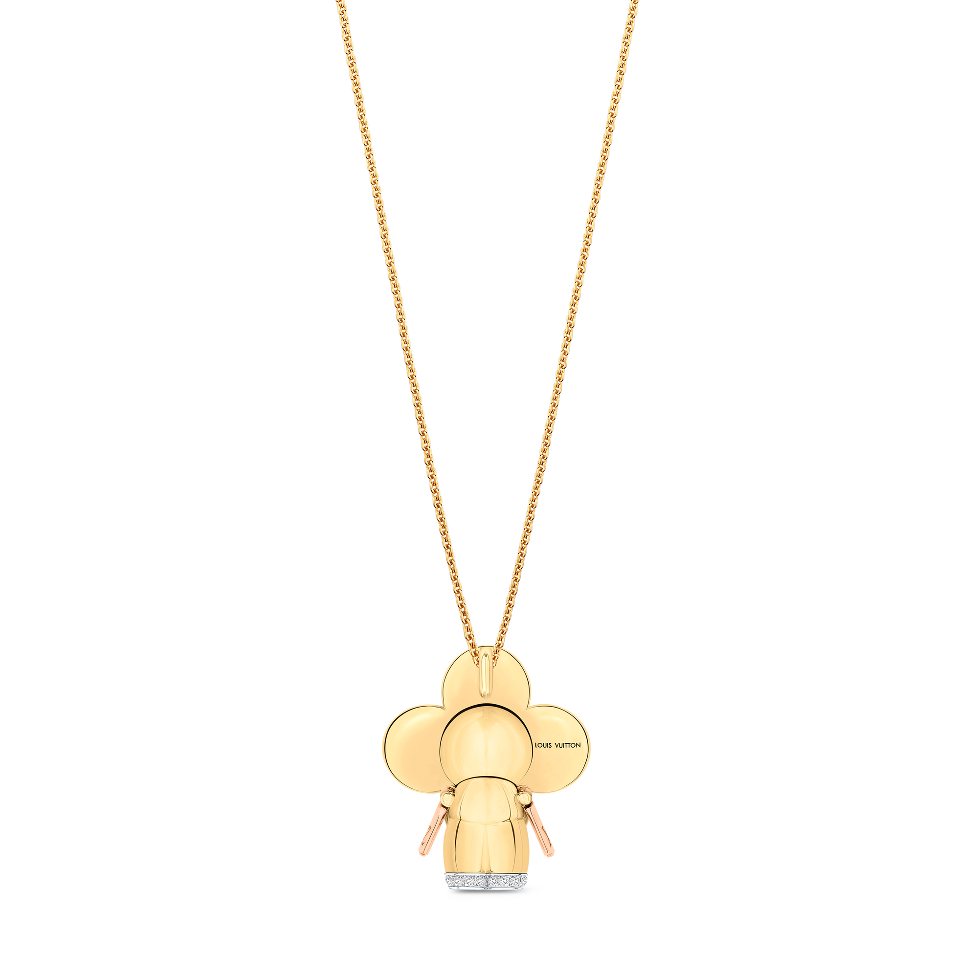 Vivienne Pendant, 3 Golds, Red Lacquer and Diamonds  in Jewellery
