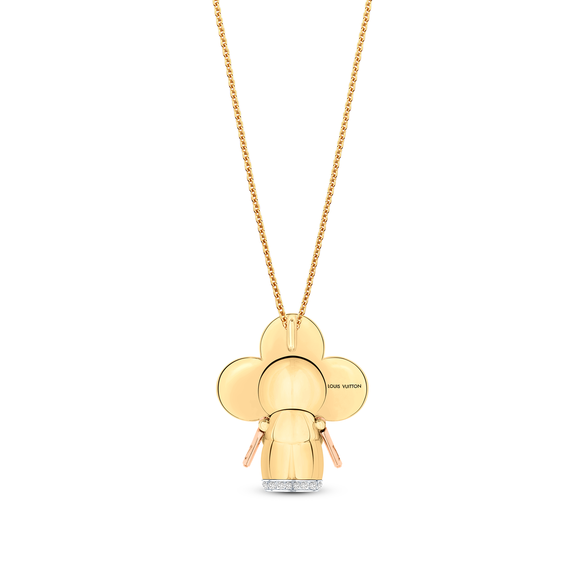 Vivienne Pendant, 3 Golds, Red Lacquer and Diamonds  in Jewellery
