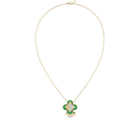 Vivienne Pineapple Pendant, Yellow Gold, White Gold, Lacquer & Diamonds in Jewellery's Categories Necklaces and Pendants collections by Louis Vuitton (Product zoom)