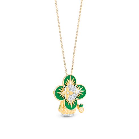 Vivienne Pineapple Pendant, Yellow Gold, White Gold, Lacquer & Diamonds in Jewellery's Categories Necklaces and Pendants collections by Louis Vuitton (Product zoom)