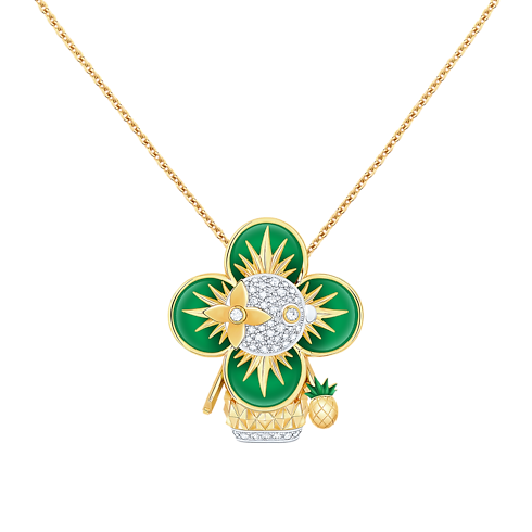 Vivienne Pineapple Pendant, Yellow Gold, White Gold, Lacquer & Diamonds in Jewellery's Categories Necklaces and Pendants collections by Louis Vuitton (Product zoom)