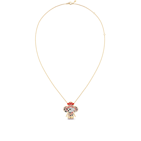 Vivienne Red Lion Dance Pendant, Yellow Gold, White Gold, Lacquer, Diamonds & Coloured Stones in Jewellery's Categories Necklaces and Pendants collections by Louis Vuitton (Product zoom)