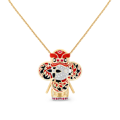 Vivienne Red Lion Dance Pendant, Yellow Gold, White Gold, Lacquer, Diamonds & Coloured Stones in Jewellery's Categories Necklaces and Pendants collections by Louis Vuitton (Product zoom)