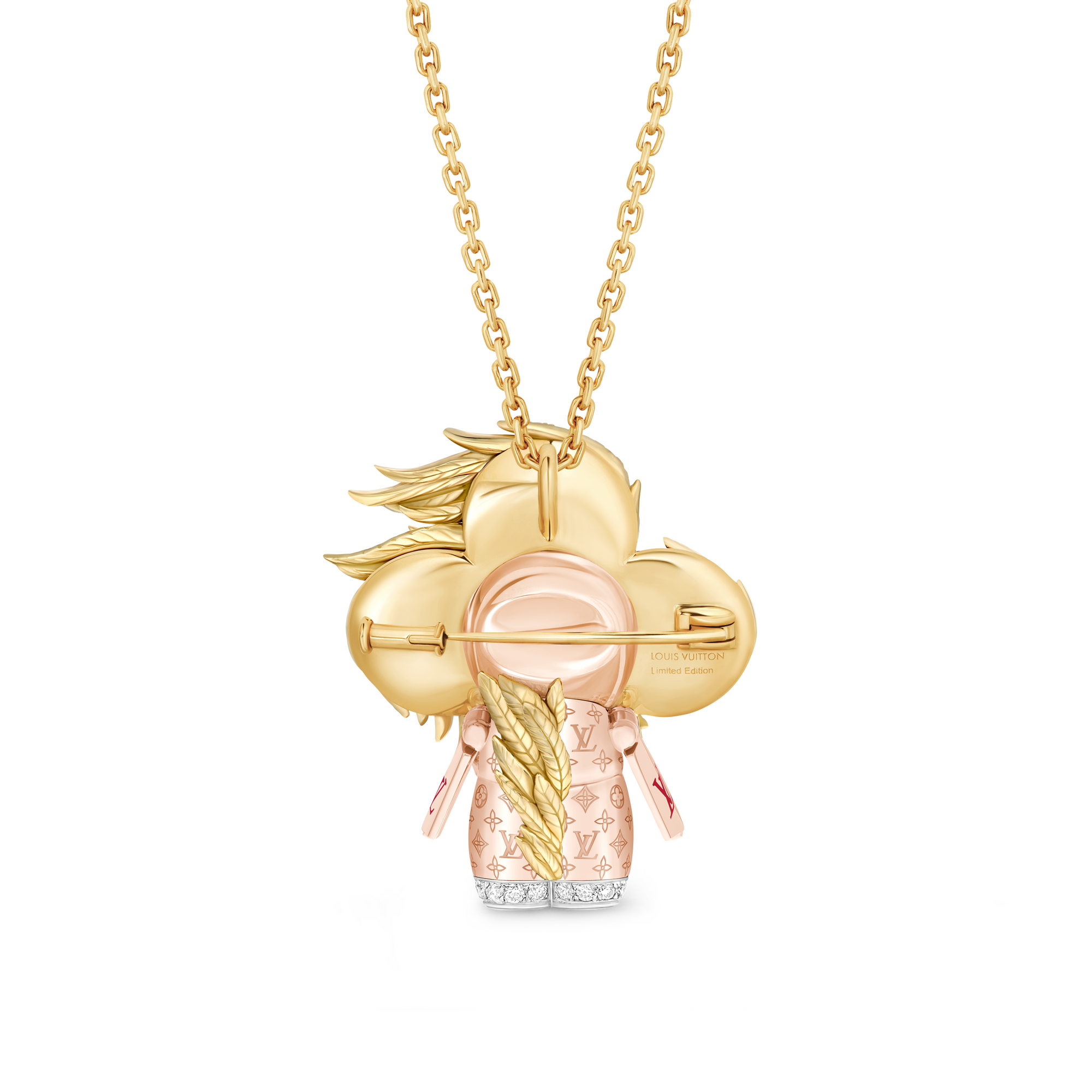 Vivienne Rooster Pendant, 3 Golds, Lacquer, Diamonds & Colored Gemstones  in Les Extraordinaires