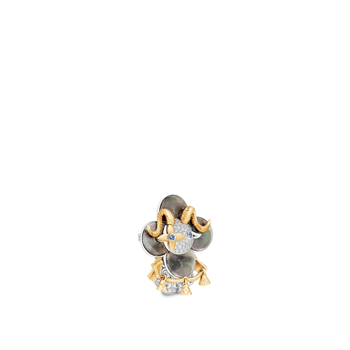 Vivienne Sheep Pendant, Yellow Gold, White Gold, Grey Mother-Of-Pearl, Diamonds & Colored Gemstones in Les Extraordinaires's Jewellery Necklaces and Pendants collections by Louis Vuitton (Product zoom)