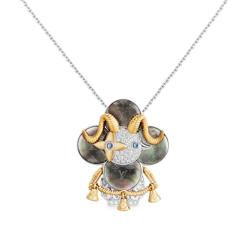 Vivienne Sheep Pendant, Yellow Gold, White Gold, Grey Mother-Of-Pearl, Diamonds & Colored Gemstones in Les Extraordinaires's Jewellery Necklaces and Pendants collections by Louis Vuitton (Product zoom)