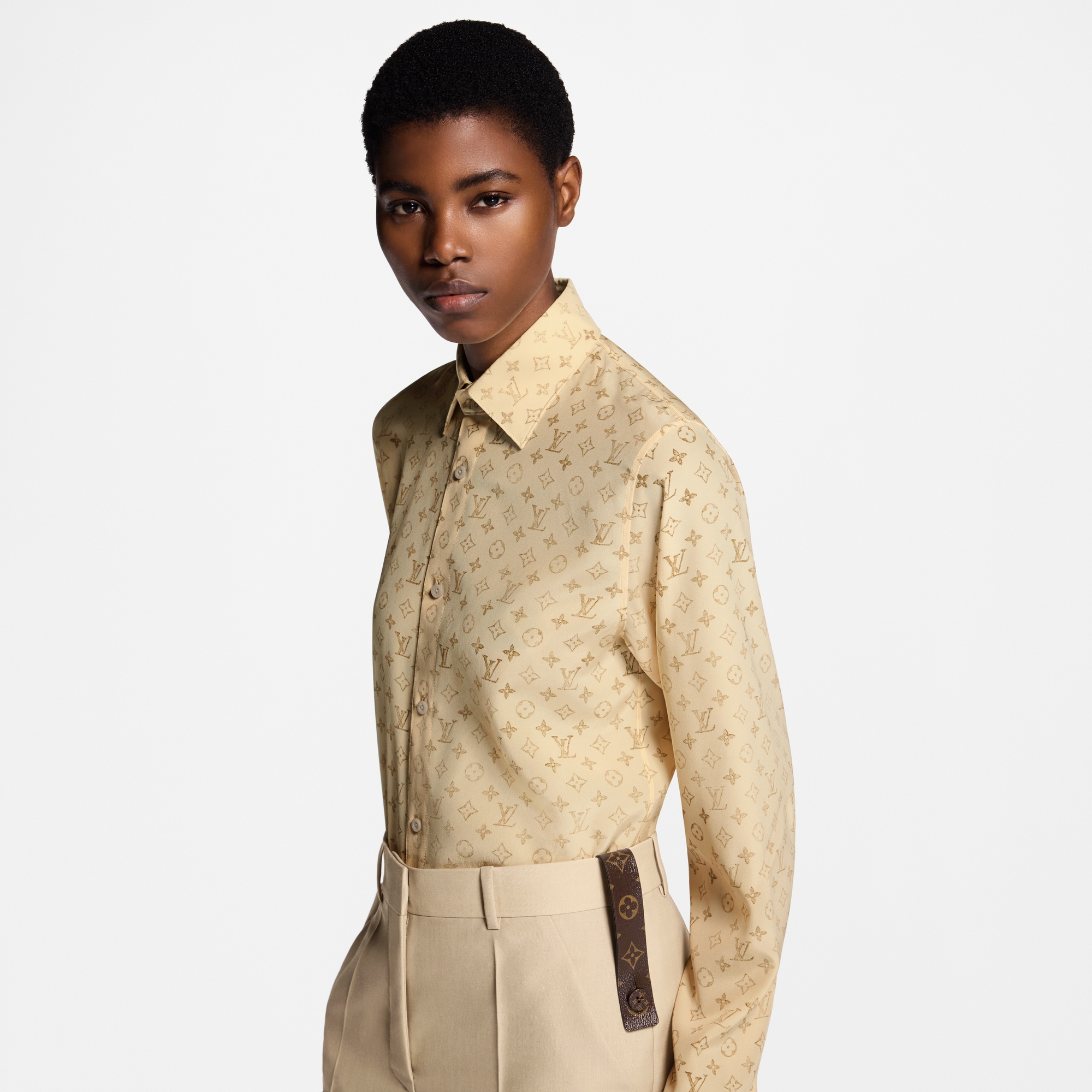 Washed Monogram Silk Shirt  in Women