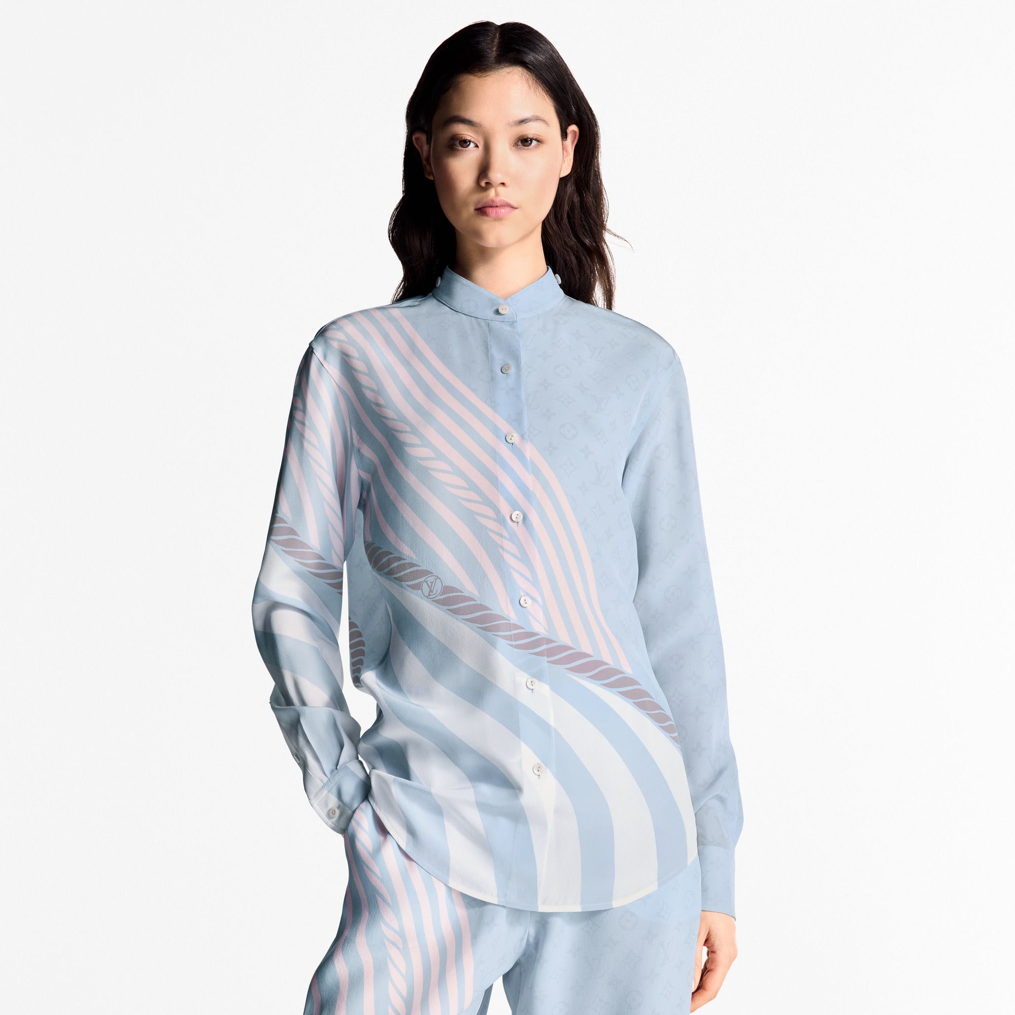 Wave Print Silk Shirt   in Women