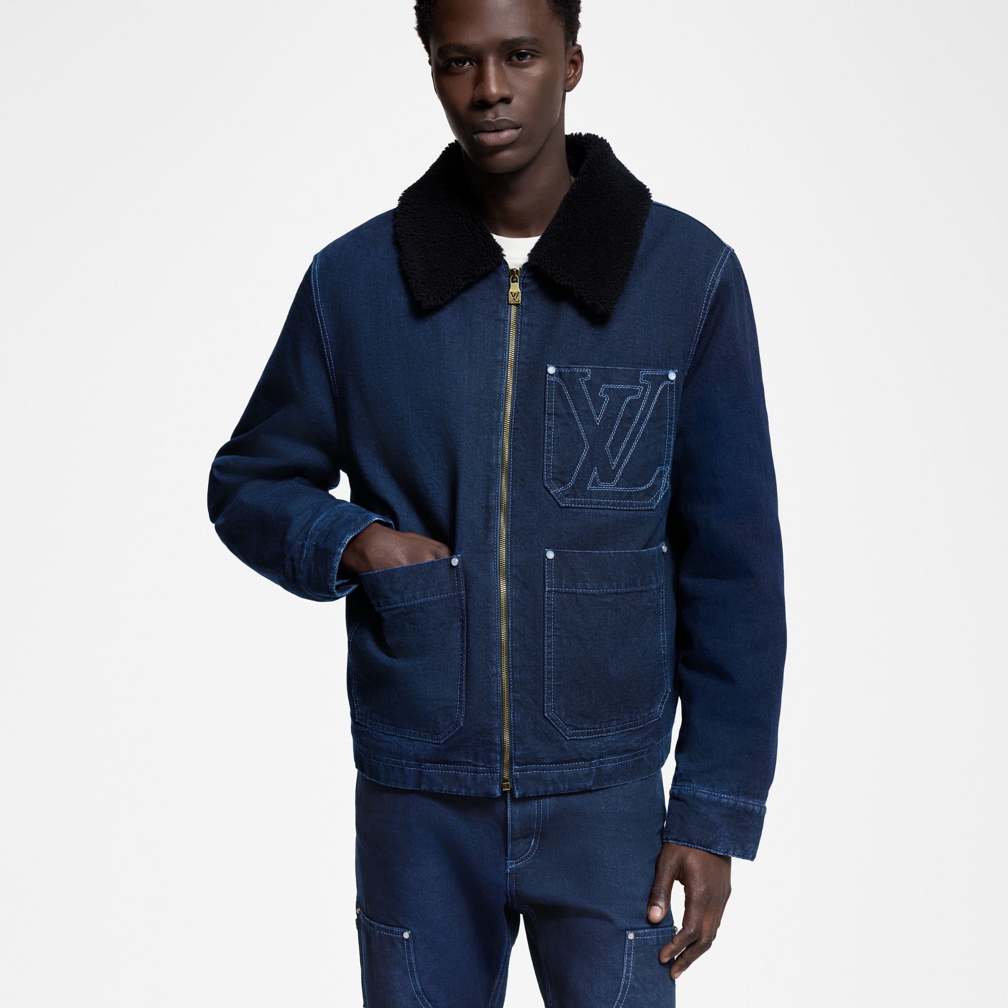 Wintery Workwear Denim Jacket  in Men