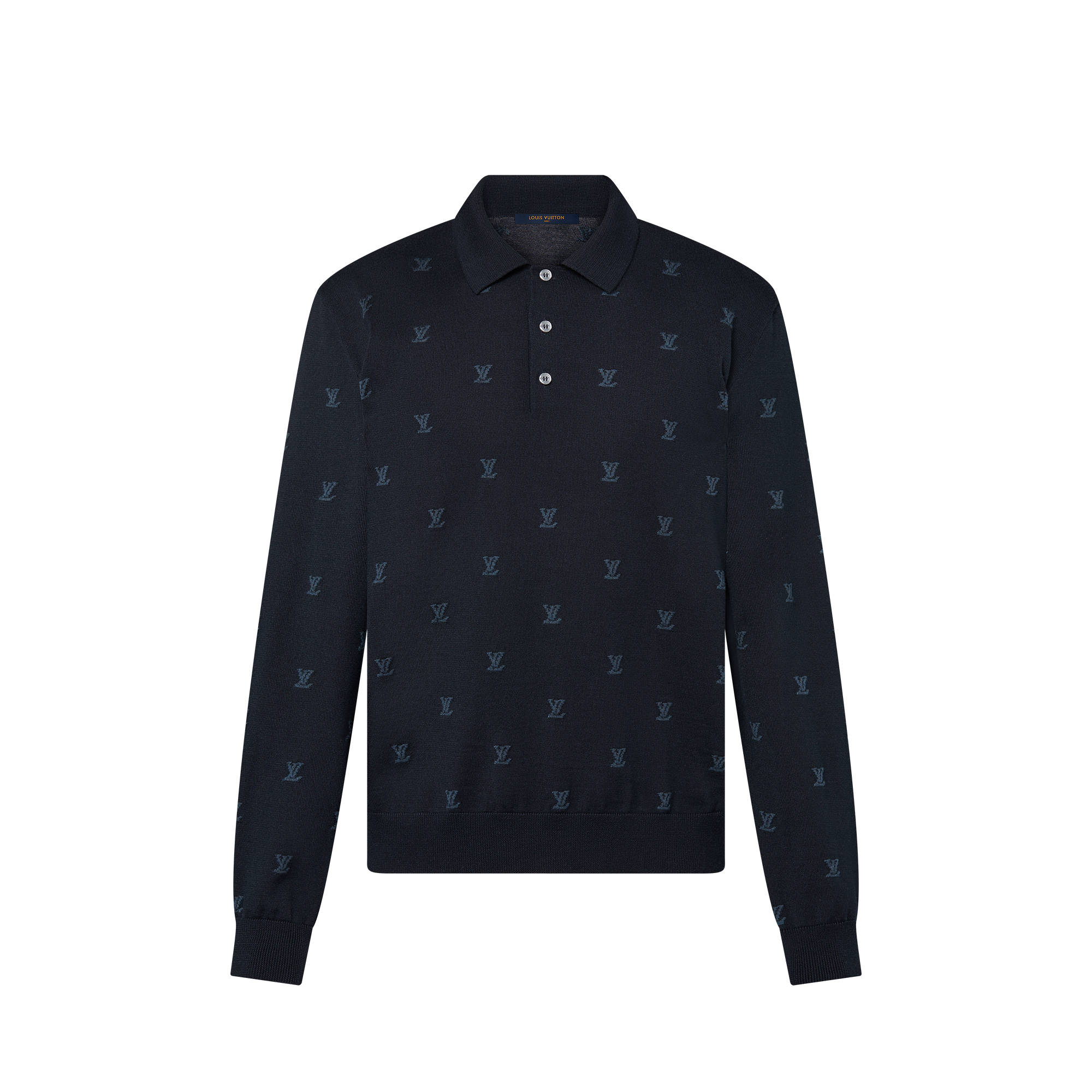 Wool, Silk And Cashmere-Blend Long Sleeve LV Blason Polo  in Men