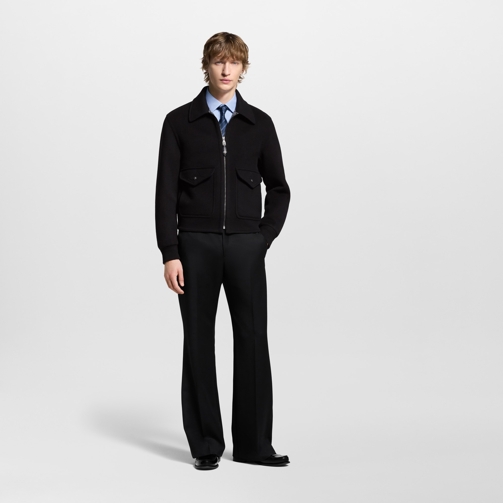 Wool-Silk Double Face Blouson  in Men
