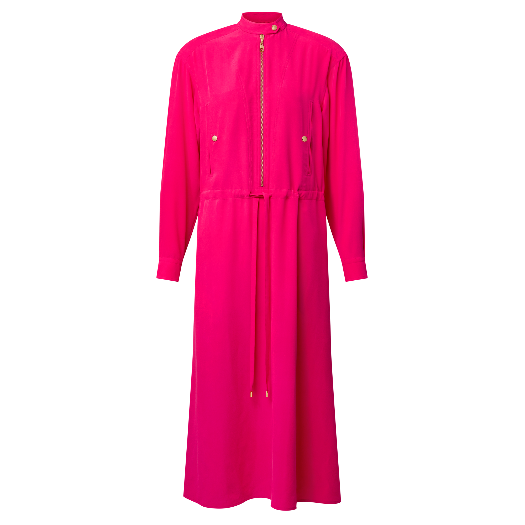 pink front zipper dress The Evette Baby Pink Midi Dress - All Dresses