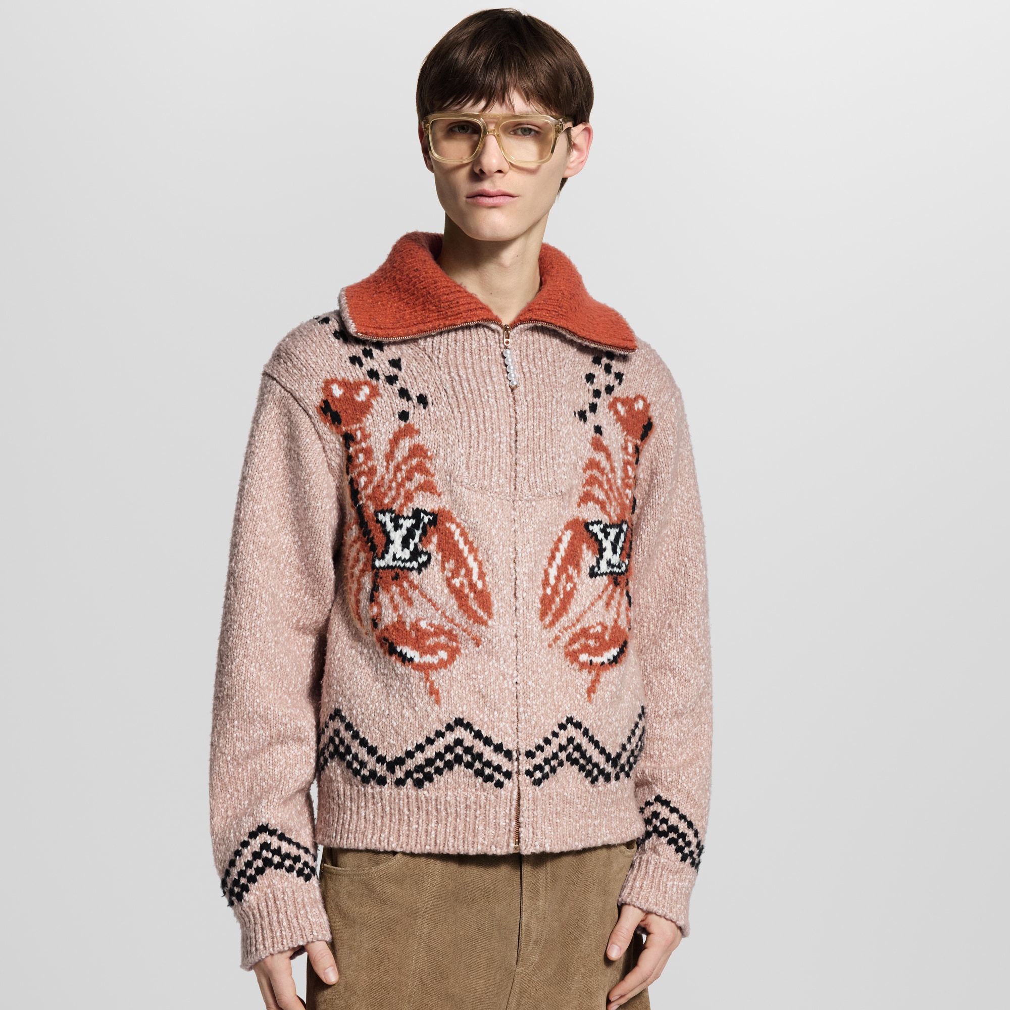 Zippered Knitted Blouson  in Men