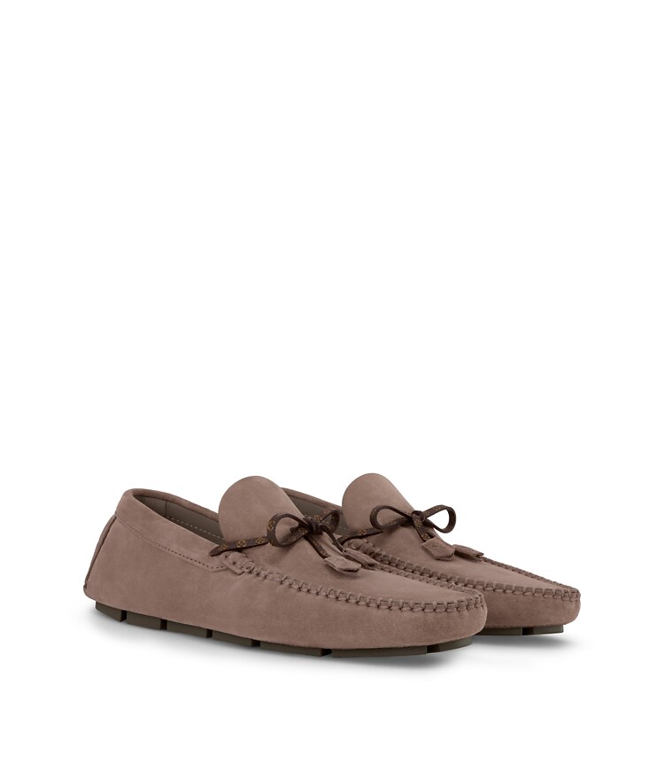 Louis Vuitton Men’s Suede Driving Loafers in Tan Small Details Photos The Louis Vuitton Estate Loafers in the Tan and Moka brown  main image 3